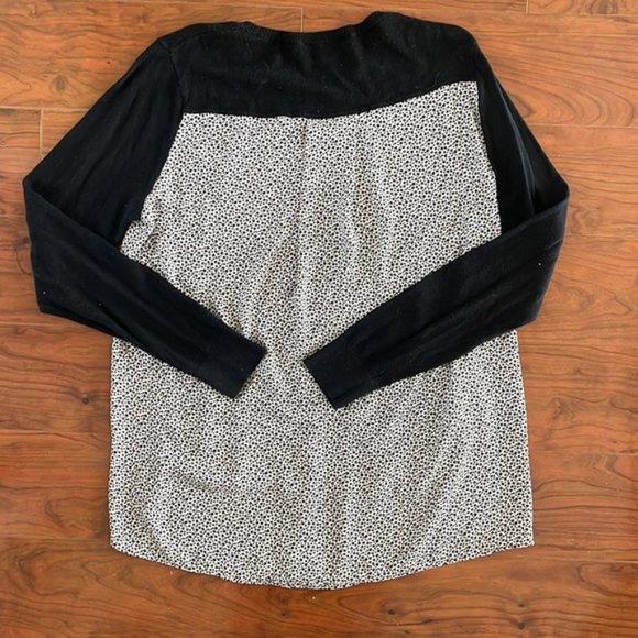 Loft Black Light Long Sleeve Sweater Sheer Star Cheetah Print Back Blouse - Picture 8 of 11